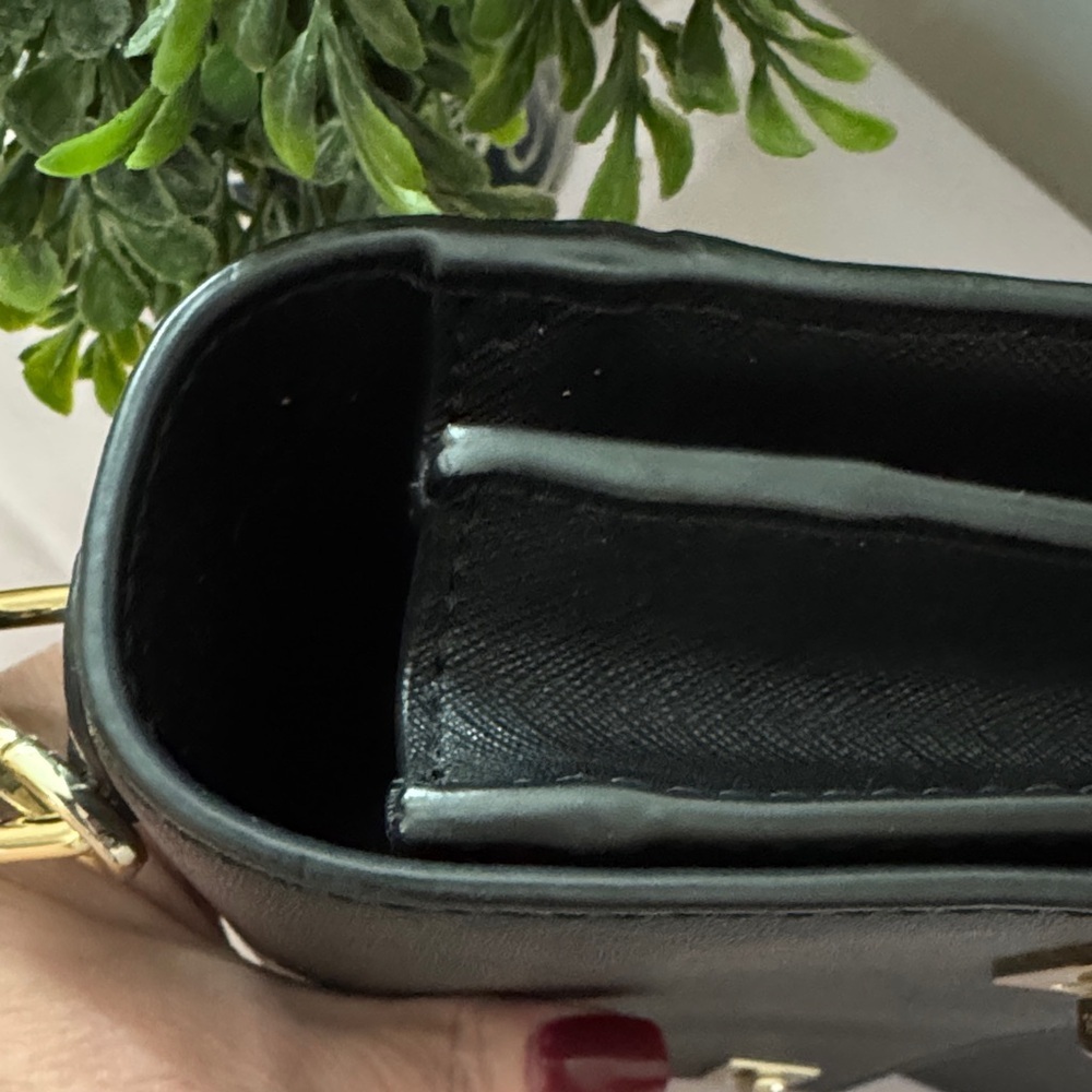 Henri Bendel Black Leather Shoulder Bag with Gold Accents School Bag - Picture 10 of 15